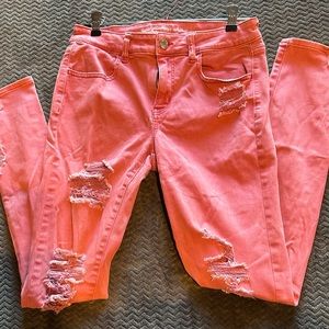 American Eagle Next Level Stretch X Jegging Jeans Size 10 Long - Pink/Light Red